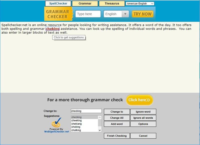 SpellChecker - simple online grammar check tool screen